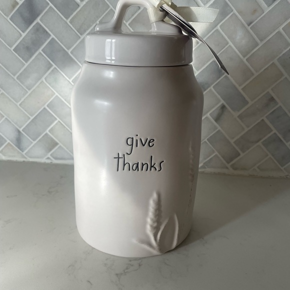 Rae Dunn White 'Give Thanks' Canister - Picture 1 of 3